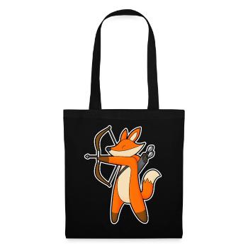 Fuchs Bogenschütze Pfeil Bogen - Stoffbeutel - Schwarz - Vorne