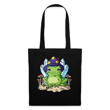 Cottagecore Aesthetic Frog Wizard Hat Mushroom - Tote Bag - black - Front