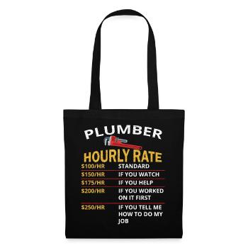 Klempner-Stundensatz-Geschenk für Klempner - Stoffbeutel - Schwarz - Vorne
