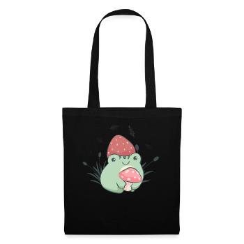 Cottagecore Esthétique Grenouille Fraise Chapeau Champignon - Sac en tissu - noir - Devant