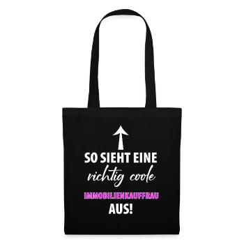 Immobilienkauffrau Immobilien Damen Frauen - Stoffbeutel - Schwarz - Vorne