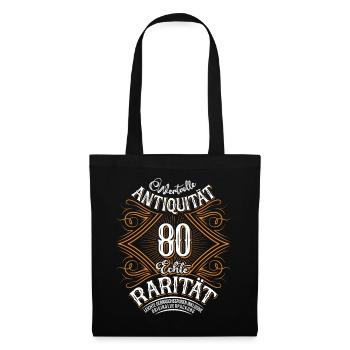 80. Geburtstag Antiquität Rarität - Stoffbeutel - Schwarz - Vorne