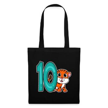 10 Jahre alt - 10. Geburtstag - Kindergeburtstag - Stoffbeutel - Schwarz - Vorne