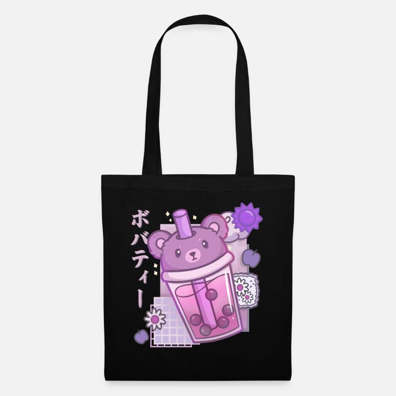 Bear Boba Tea Anime Kawaii - Stoffbeutel - Schwarz