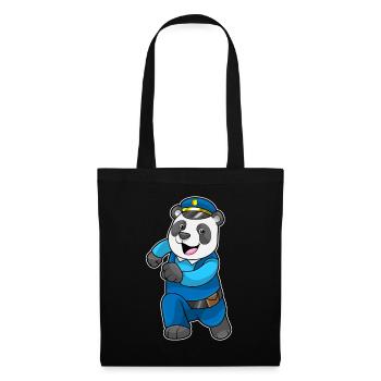 Panda Polizist Polizeimütze Polizei - Stoffbeutel - Schwarz - Vorne
