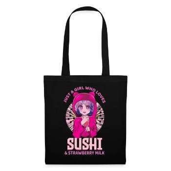Girl Who Loves Sushi And Strawberry Milk Sushi - Stoffbeutel - Schwarz - Vorne
