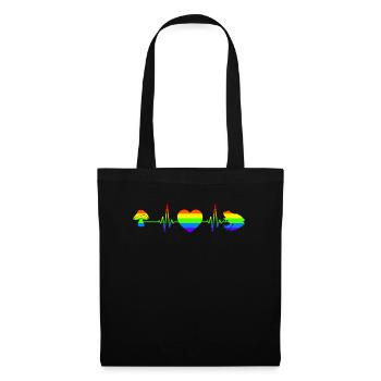 Cottagecore Aesthetic Gay Pride Herzschlag Frosch - Stoffbeutel - Schwarz - Vorne