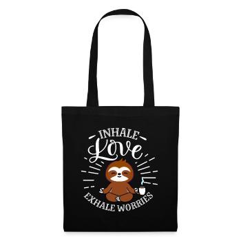 Inhale Love Exhale Worries Sloth - Stoffbeutel - Schwarz - Vorne