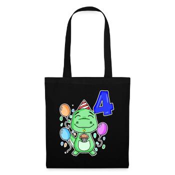 4 years old - Dinosaurs - 4th birthday gift - Tote Bag - black - Front