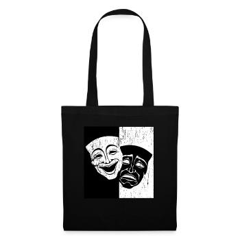 Theater Maske Drama Komödie und Tragödie Weinlese - Stoffbeutel - Schwarz - Vorne