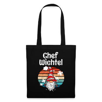 Chef Wichtel Vintage Weihnachts Gnom - Stoffbeutel - Schwarz - Vorne