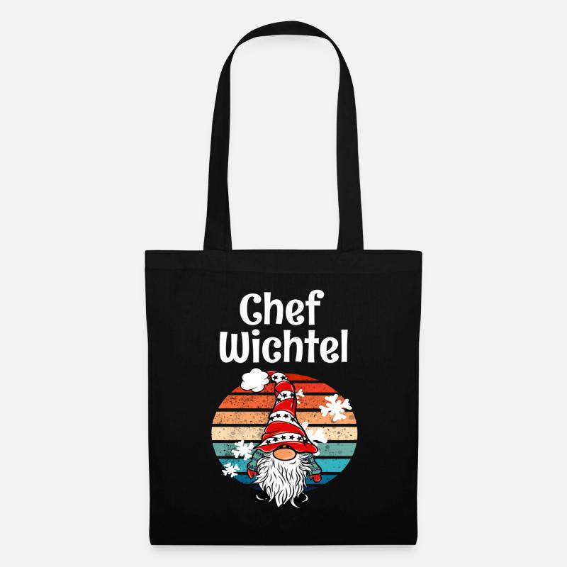 Chef Wichtel Vintage Weihnachts Gnom - Stoffbeutel - Schwarz