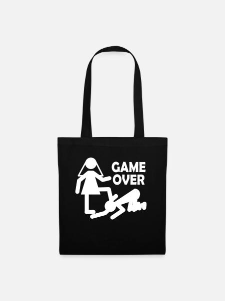JGA Braut Bräutigam Heirat Game Over Geschenk - Stoffbeutel - Schwarz