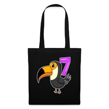 7 Jahre alt - 7. Geburtstag - Tukan Vogel Motiv - Stoffbeutel - Schwarz - Vorne