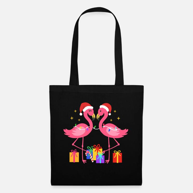 Weihnachten Flamingo Weihnachtsmütze - Stoffbeutel - Schwarz
