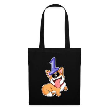 1 an - 1 anniversaire - Welsh Corgi Pembroke - Sac en tissu - noir - Devant