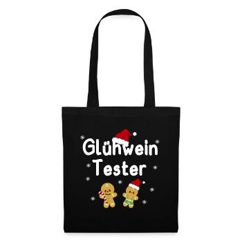 Glühwein Tester Geschenk Weihnachtsmarkt Weihnacht - Stoffbeutel - Schwarz - Vorne