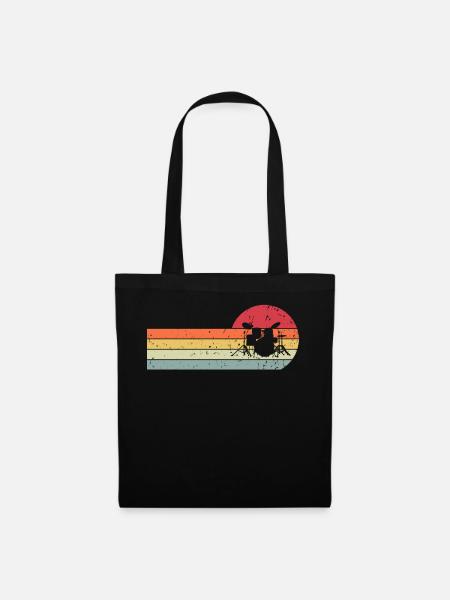 Drums Schlagzeug Schlagzeuger retro vintage - Stoffbeutel - Schwarz