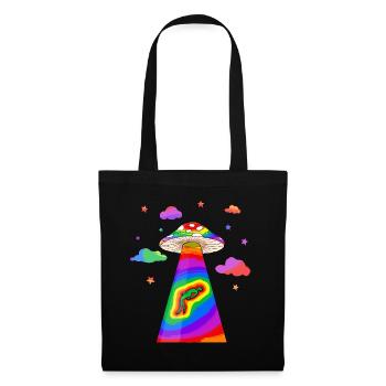Kidcore Aesthetic Alien UFO Kidnapping Mushroom - Tote Bag - black - Front