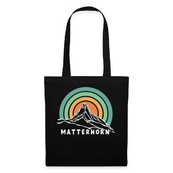Cervin, Zermatt, Valais, Suisse, Randonnée pédestre, Souvenir - Sac en tissu - noir - Devant