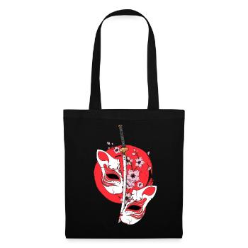 Kitsune Mask Japanese Sword Katana Japanese - Tote Bag - black - Front