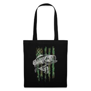 Bass Fishing Camouflage Flag Big Mouth Fisherman H - Stoffbeutel - Schwarz - Vorne