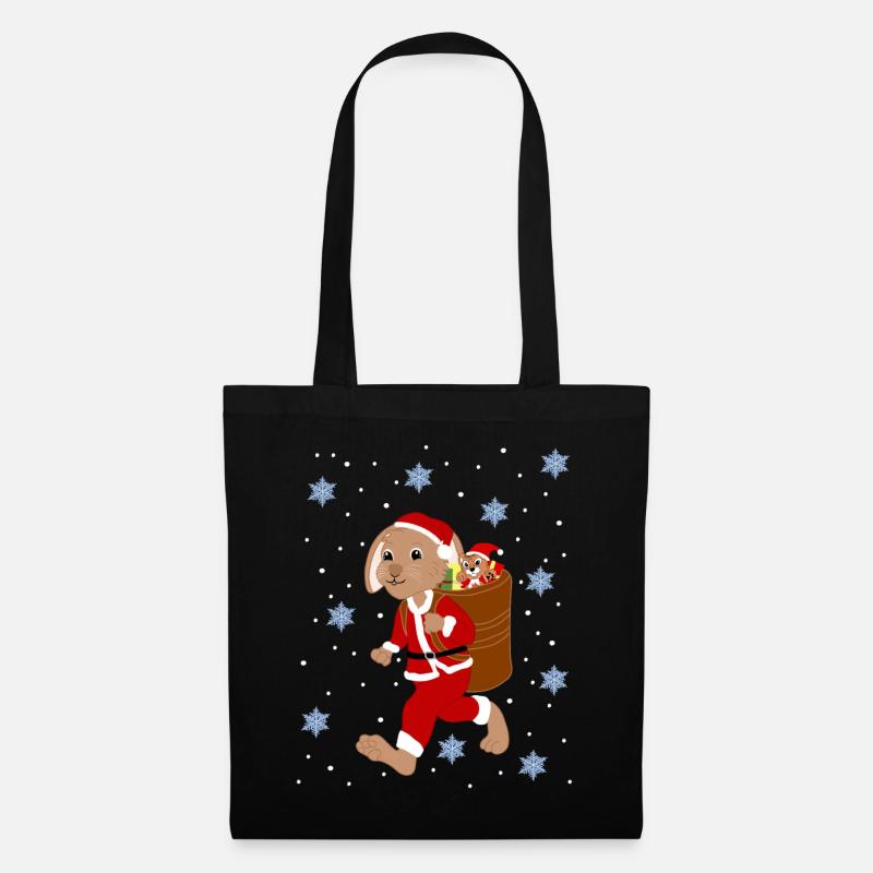 Weihnachtshase Weihnachtstiger Schneestern - Stoffbeutel - Schwarz