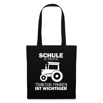 Traktor Spruch Geschenk - Stoffbeutel - Schwarz - Vorne