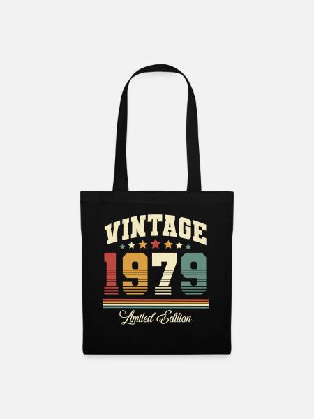 1979 Jahrgang Baujahr Geburtstag Vintage - Stoffbeutel - Schwarz