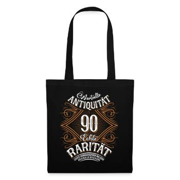 90. Geburtstag Antiquität Rarität - Stoffbeutel - Schwarz - Vorne