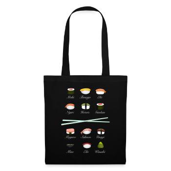 sushi kit Chopsticks manga wasabi japan riz fish - Sac en tissu - noir - Devant