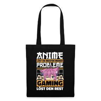 Anime Gamer Zocker Weeb Kawaii Anime Girl Otaku - Stoffbeutel - Schwarz - Vorne