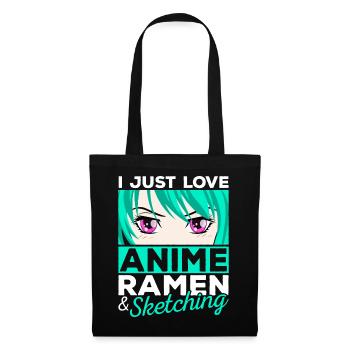 Ich Liebe Einfach Anime Ramen Sketching Manga Gift - Stoffbeutel - Schwarz - Vorne