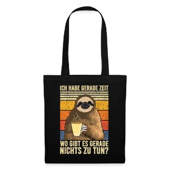 Ich Habe Jetzt Zeit Faultier Kaffee Arbeitskollege - Stoffbeutel - Schwarz - Vorne