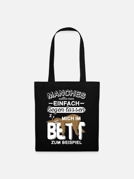 Faultier Schlafshirt Schlafanzug Faultier Pyjama - Stoffbeutel - Schwarz