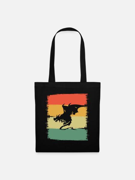 Drache Drachen - Stoffbeutel - Schwarz