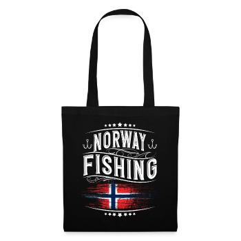 Norwegen Angeln Angler - Stoffbeutel - Schwarz - Vorne