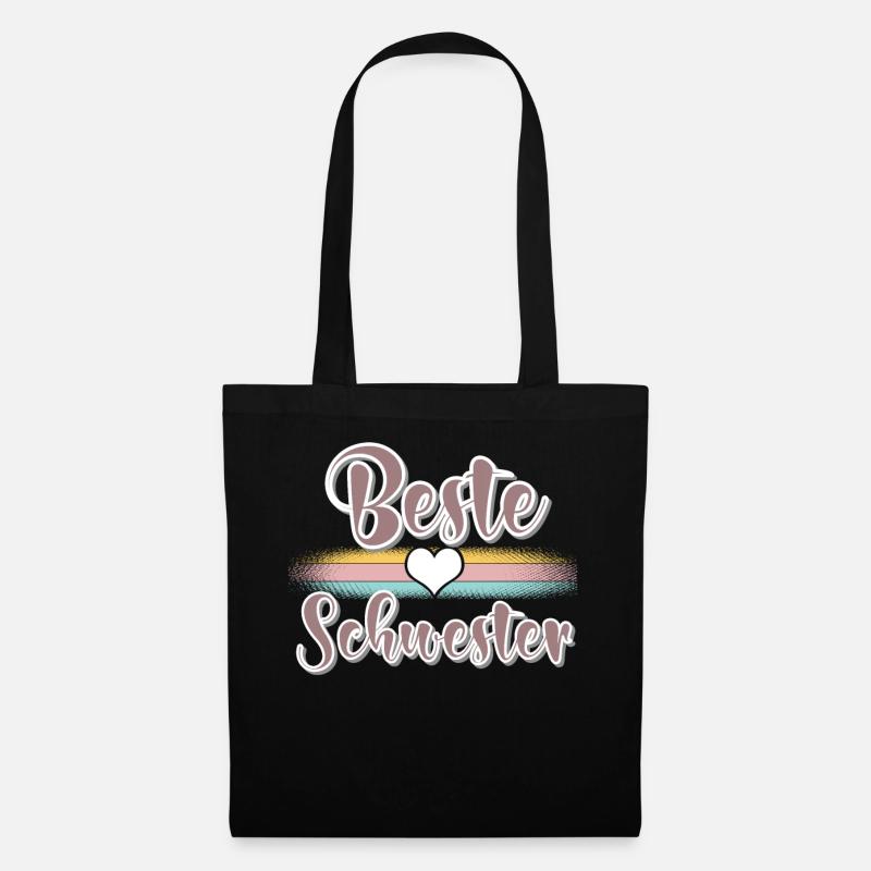 Beste Schwester - Stoffbeutel - Schwarz