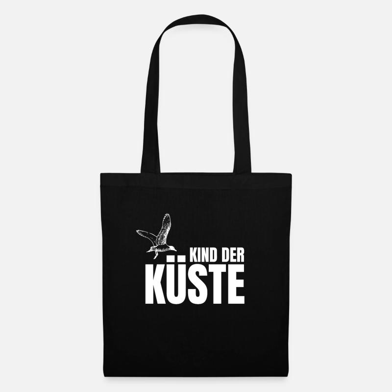 Kind der Küste mit Möwe für Kinder der Küste - Stoffbeutel - Schwarz