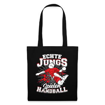 Echte Jungs Spielen Handball Handballer Geschenk - Stoffbeutel - Schwarz - Vorne