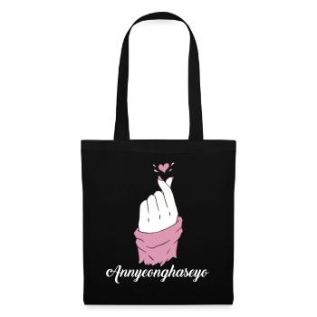 Annyeonghaseo Coréen K Pop Love Heart Finger - Sac en tissu - noir - Devant
