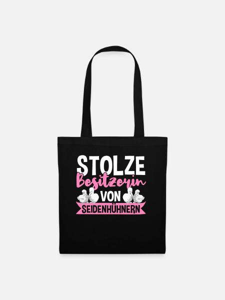 Seidenhühner Silkie Hühner Seidenhuhn Geschenk - Stoffbeutel - Schwarz