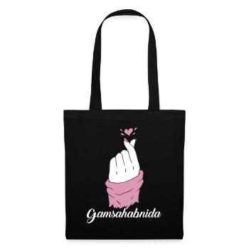 Gamsahabnida Coeur coréen K Pop Heart Finger - Sac en tissu - noir - Devant