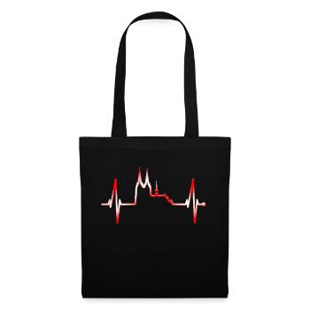 Cologne Skyline Heartbeat Rouge Blanc Kölsch Cologne - Sac en tissu - noir - Devant