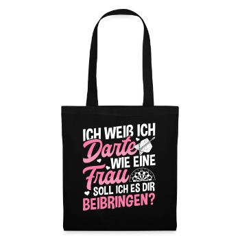 Darts Dartboard Dartpfeile Frauen Dart Geschenk - Stoffbeutel - Schwarz - Vorne