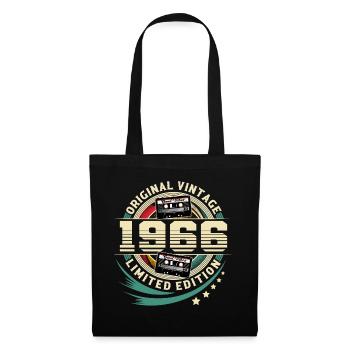 1966 Année de naissance Millésime Année de construction Anniversaire - Sac en tissu - noir - Devant