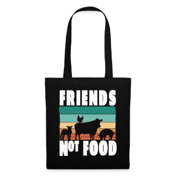 Vegan Vegetarisch Friends not Food Tierschutz - Stoffbeutel - Schwarz - Vorne