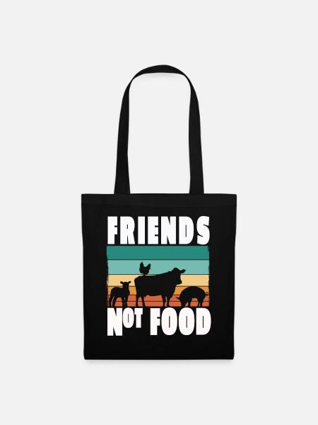 Vegan Vegetarisch Friends not Food Tierschutz - Stoffbeutel - Schwarz