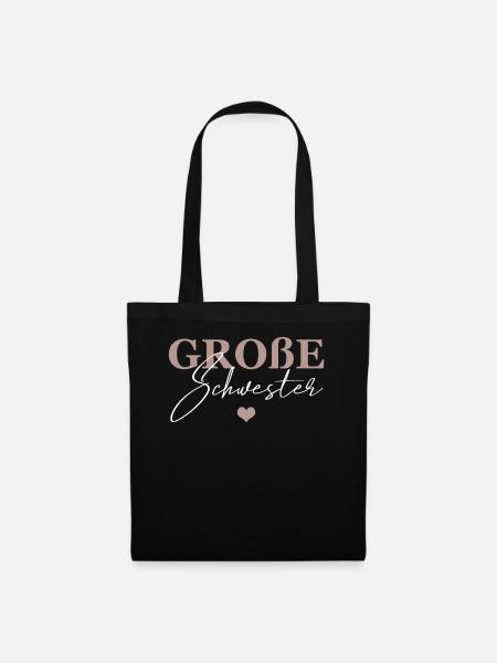 Große Schwester - Stoffbeutel - Schwarz