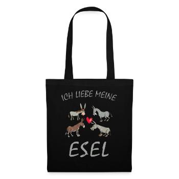 Esel - Ich liebe meine Esel, Bauernhof Landwirt - Stoffbeutel - Schwarz - Vorne